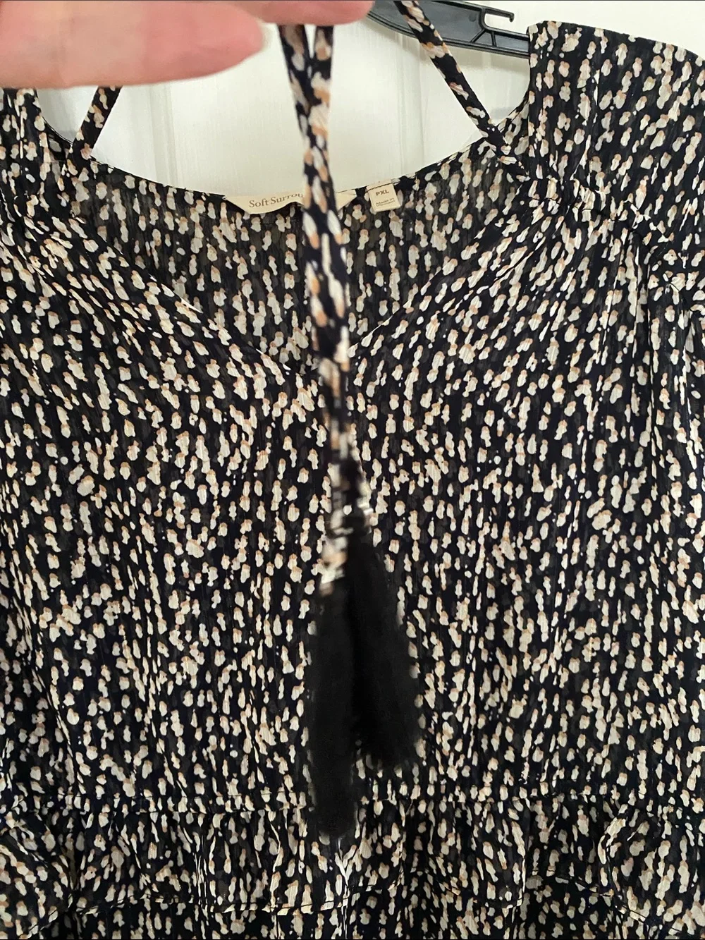Soft Surroundings Black and Cream Printed Midi Dress - Picture 3 of 5